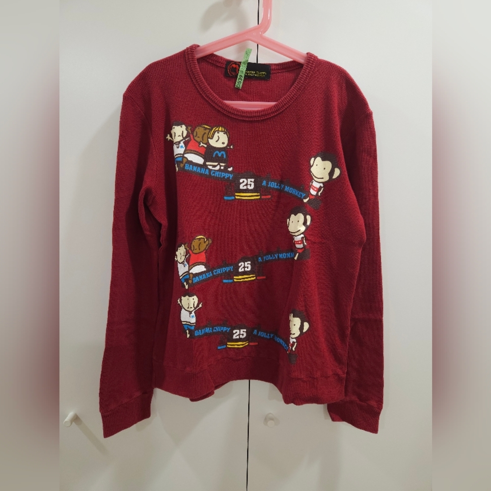 🍌🐒Cute BANANA CHIPPY A JOLLY MONKEY 100%Cotton Long Sleeve Sweather